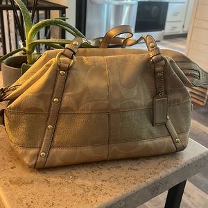 Gold coach shoulder purse